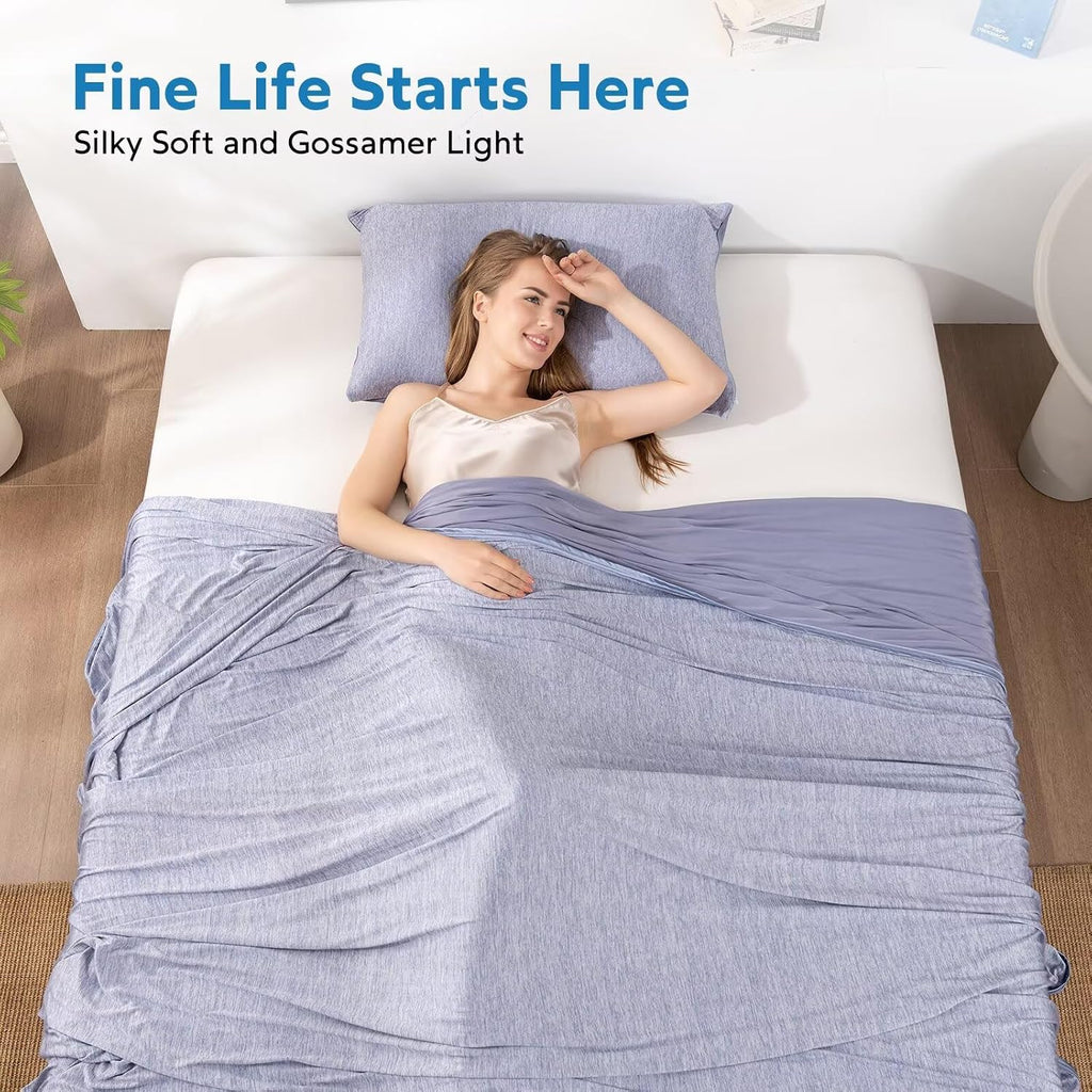 Cooling Blanket for Hot Sleepers Oversized Size, Blue 120"X120" | Dual-Sided Mica Nylon Cool, Q-Max 0.439 Instant Cool, Lightweight & Breathable for Night Sweats & Menopause, Machine Washable