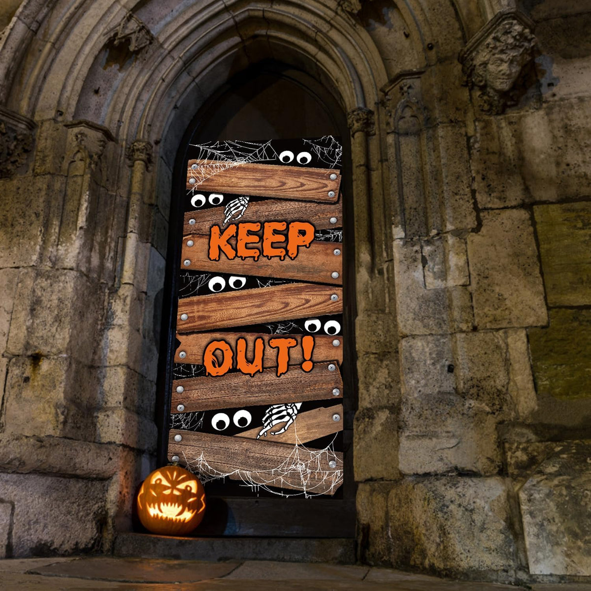 Halloween Door Decorations Halloween Door Cover Large Fabric Halloween Decorations for Front Door Halloween Porch Sign for Halloween Party Decorations