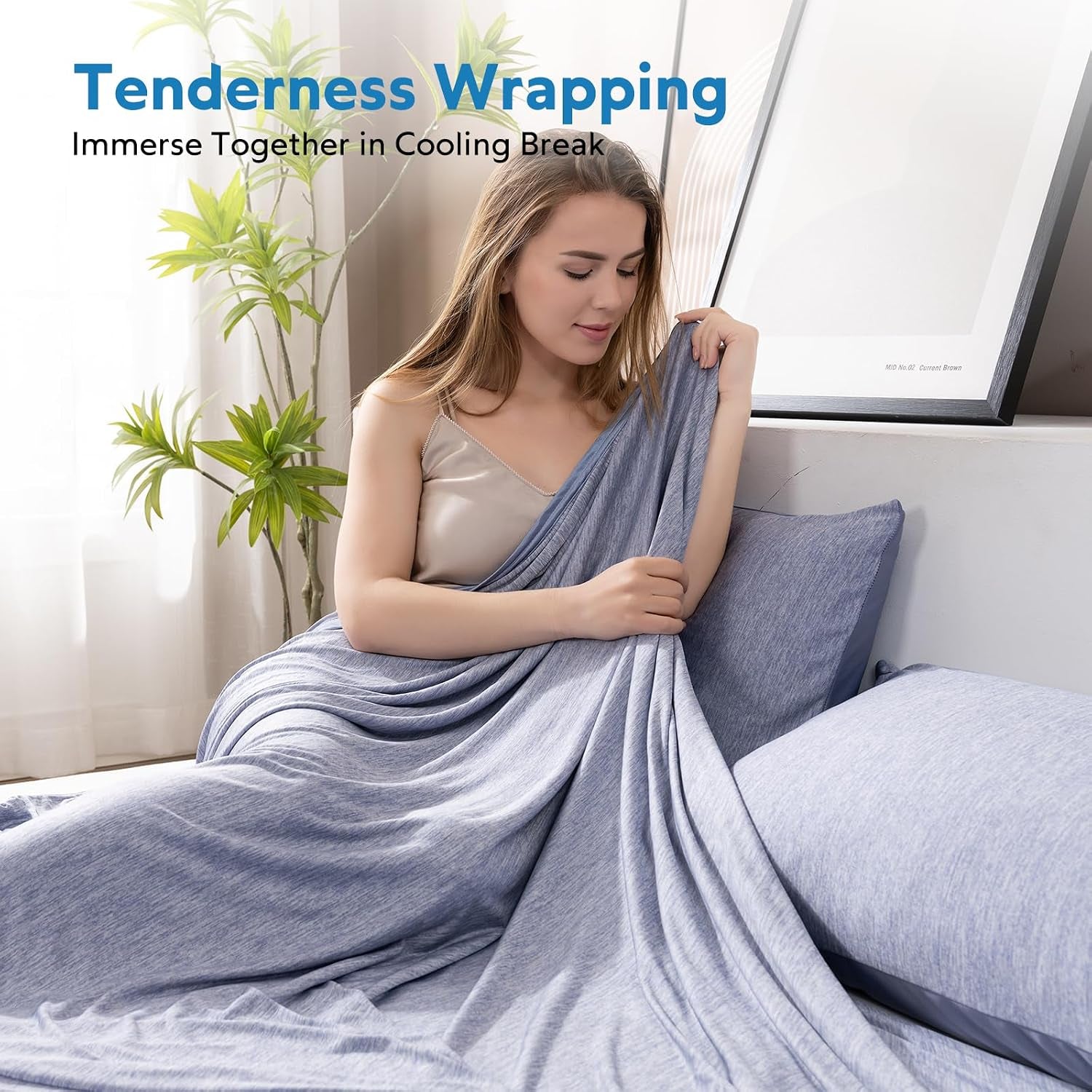 Cooling Blanket for Hot Sleepers Throw, Blue 50"X70" | Dual-Sided Mica Nylon Cool, Q-Max 0.439 Instant Cool, Lightweight & Breathable for Night Sweats & Menopause, Machine Washable