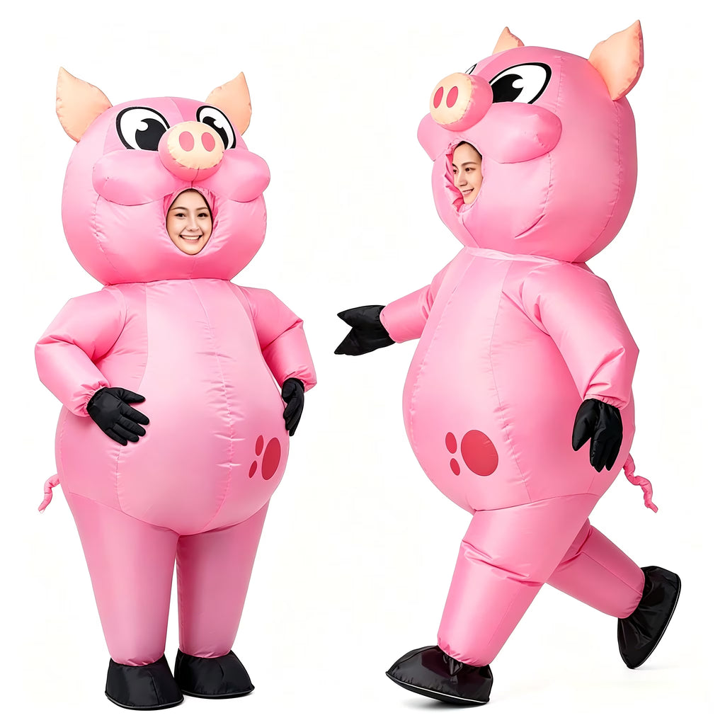 Adult Inflatable Pig Costume, Air Blow up Pink Piggy Inflatable Costume for Halloween Party, Cosplay, Role Play and Themed Dress Up