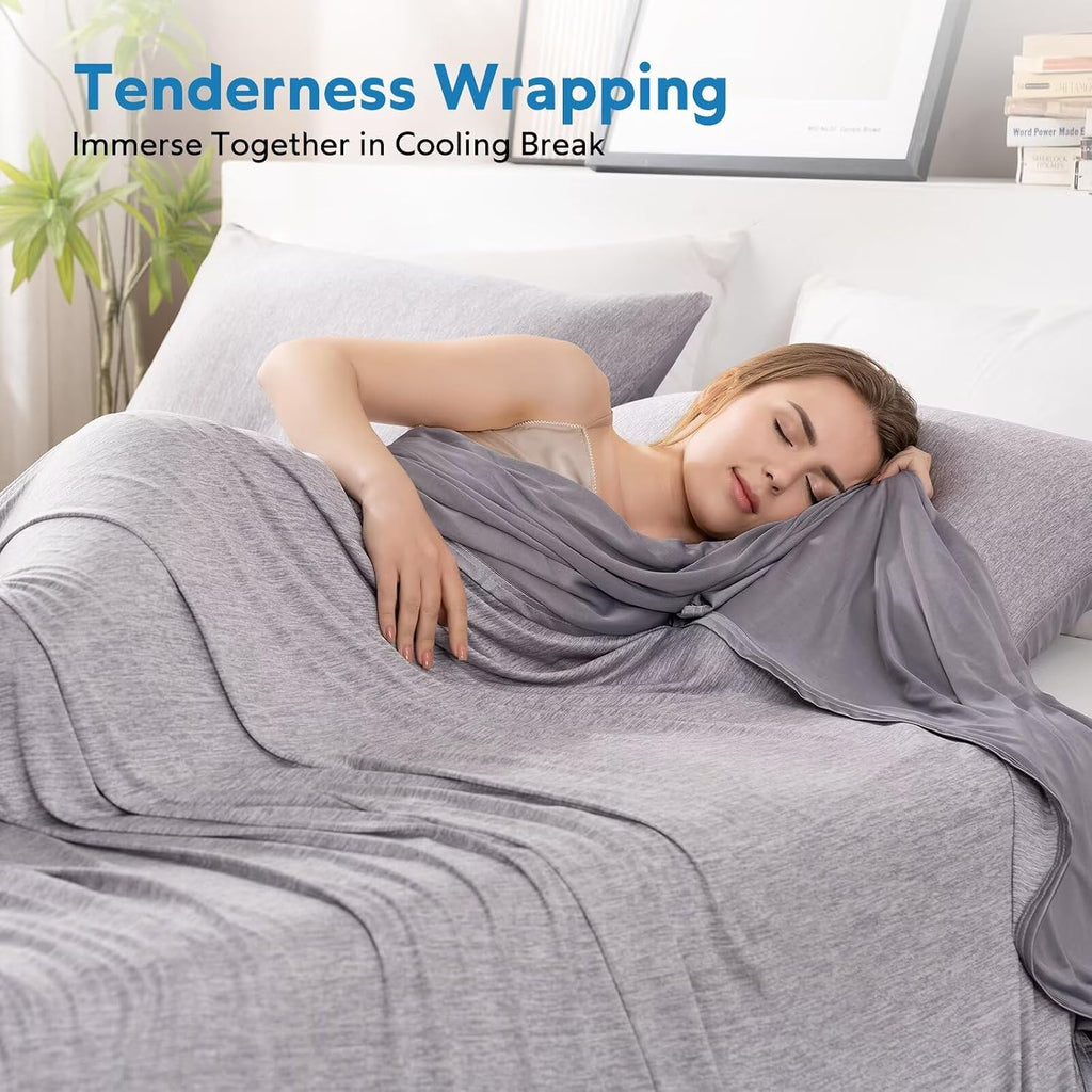 Cooling Blanket for Hot Sleepers Oversized Size, Grey 120"X120" | Dual-Sided Mica Nylon Cool, Q-Max 0.439 Instant Cool, Lightweight & Breathable for Night Sweats & Menopause, Machine Washable