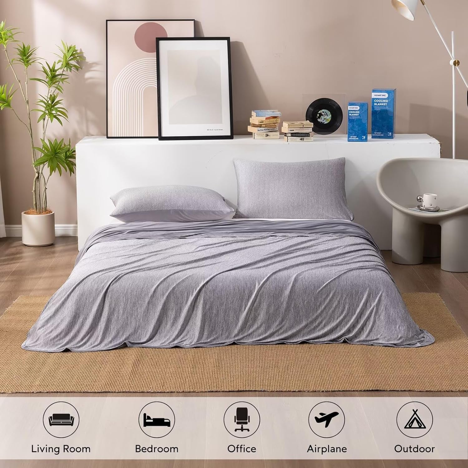 Cooling Blanket for Hot Sleepers Oversized Size, Grey 120"X120" | Dual-Sided Mica Nylon Cool, Q-Max 0.439 Instant Cool, Lightweight & Breathable for Night Sweats & Menopause, Machine Washable