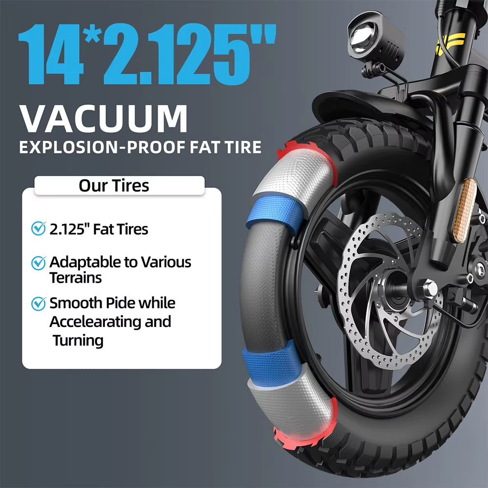 US Warehouse for Certified Folding Electric Bike 10Ah Battery Rear Hub All-Terrain Comfort & Bumpy Road Master