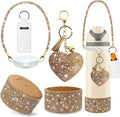 Accessories Set for Owala, Diamond Boot(Champagne, Freesip19Oz/Sway 30Oz) | 5PCS Glitter Water Bottle Accessories with Heart Charm Keychain, Diamond Handle Strap & Silicone Boot for Daily Use
