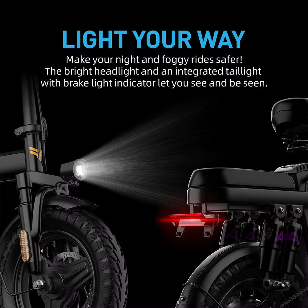 US Warehouse for Certified Folding Electric Bike 10Ah Battery Rear Hub All-Terrain Comfort & Bumpy Road Master