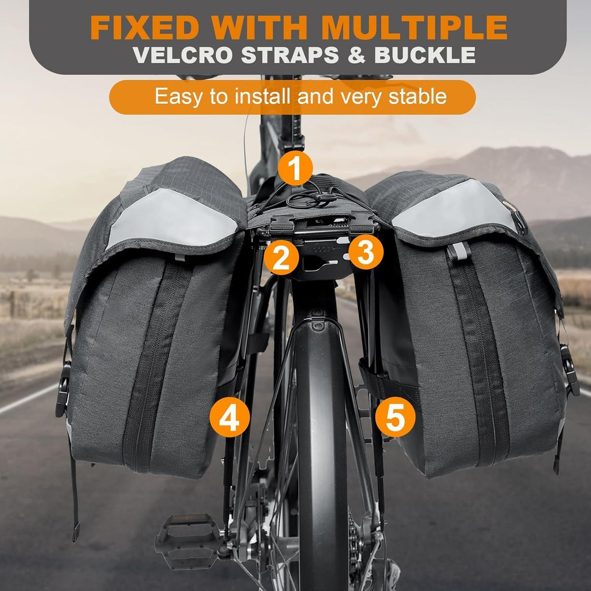 Bike Panniers, 35L Waterproof Panniers Bike Saddle Bags for Rear Rack, Expandable Double Bicycle Trunk Bag with Reflective Strips,E-Bike Accessories for Commute and Mountain Cycling Travel