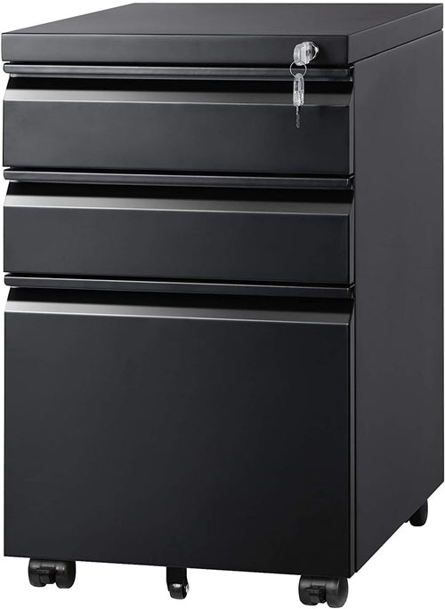 3 Drawer File Cabinet with Lock, Fully Assembled except Casters