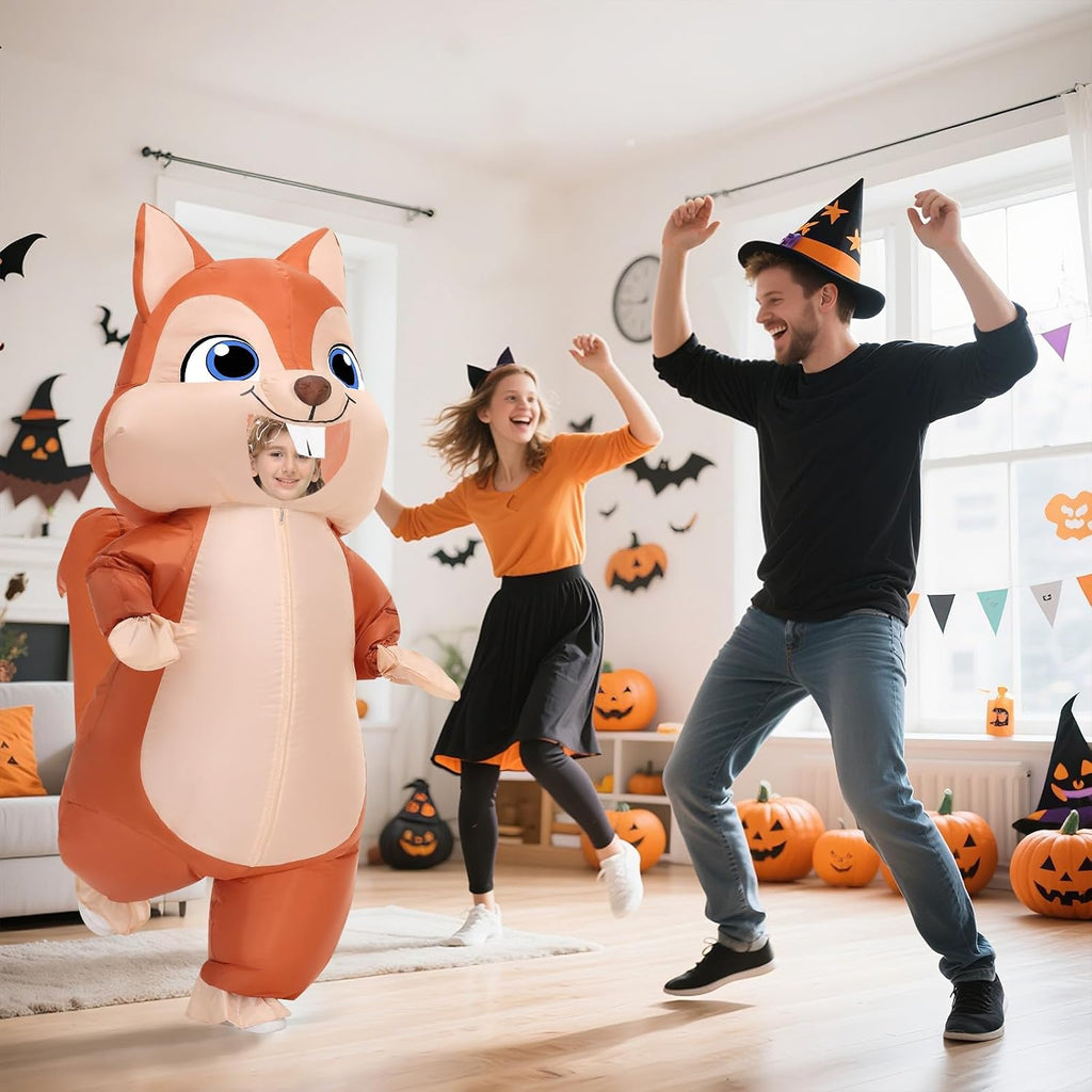 Inflatable Squirrel Costume Kids Thanksgiving Inflatable Costume Christmas Blow up Squirrel Costumes Halloween Inflatable Suit for Boys Girls