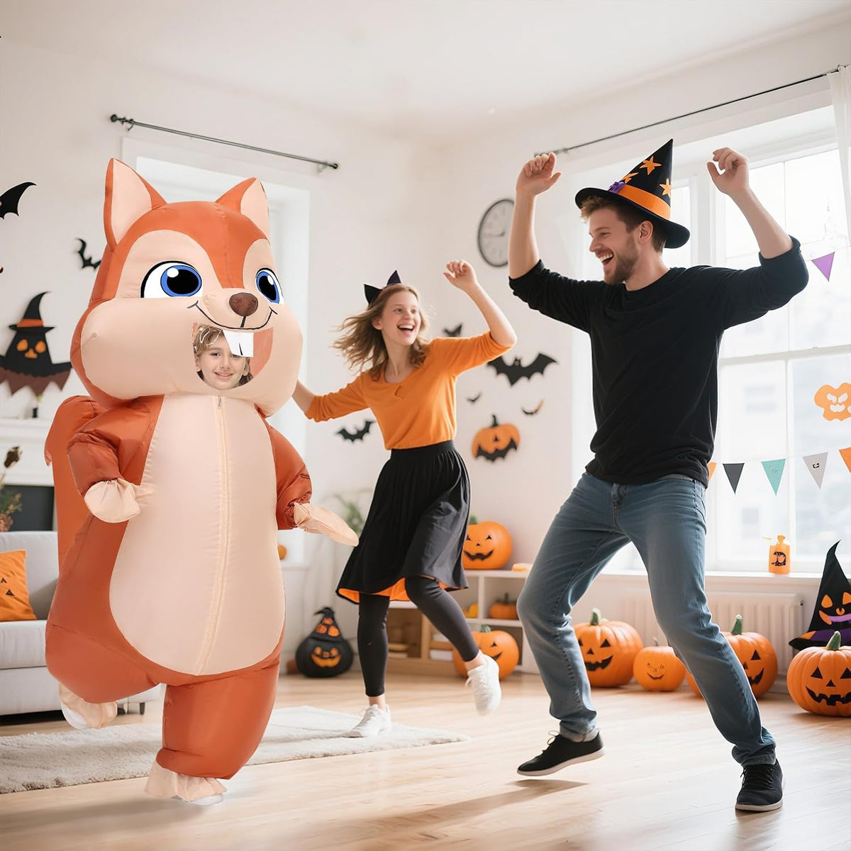 Inflatable Squirrel Costume Kids Thanksgiving Inflatable Costume Christmas Blow up Squirrel Costumes Halloween Inflatable Suit for Boys Girls