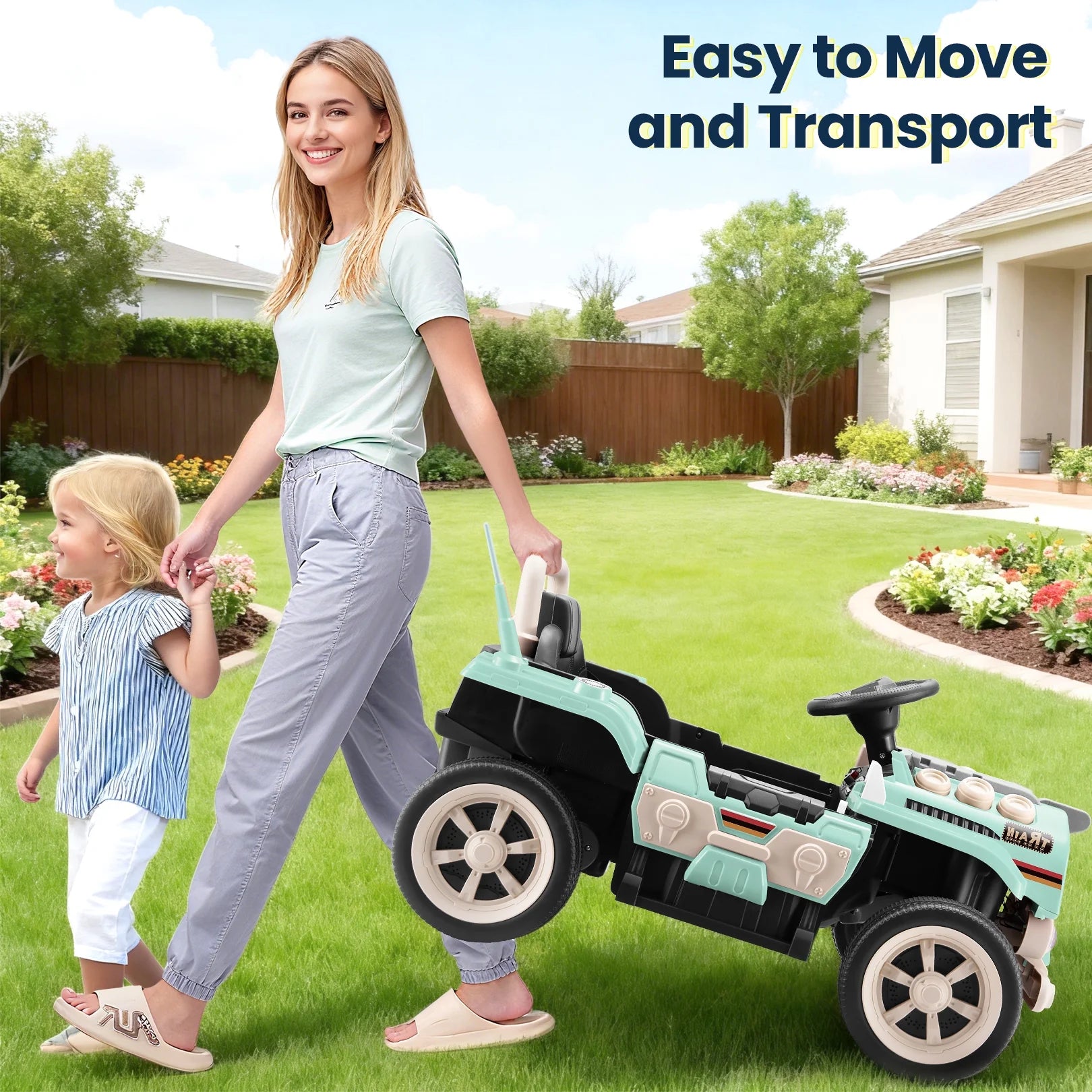 Ride on Train for Toddlers with Remote Control, Ride on Toys for Kids Ages 2-6, Electric Car for Kids with Music, Bluetooth, MP3 Player, Train Sound, Green