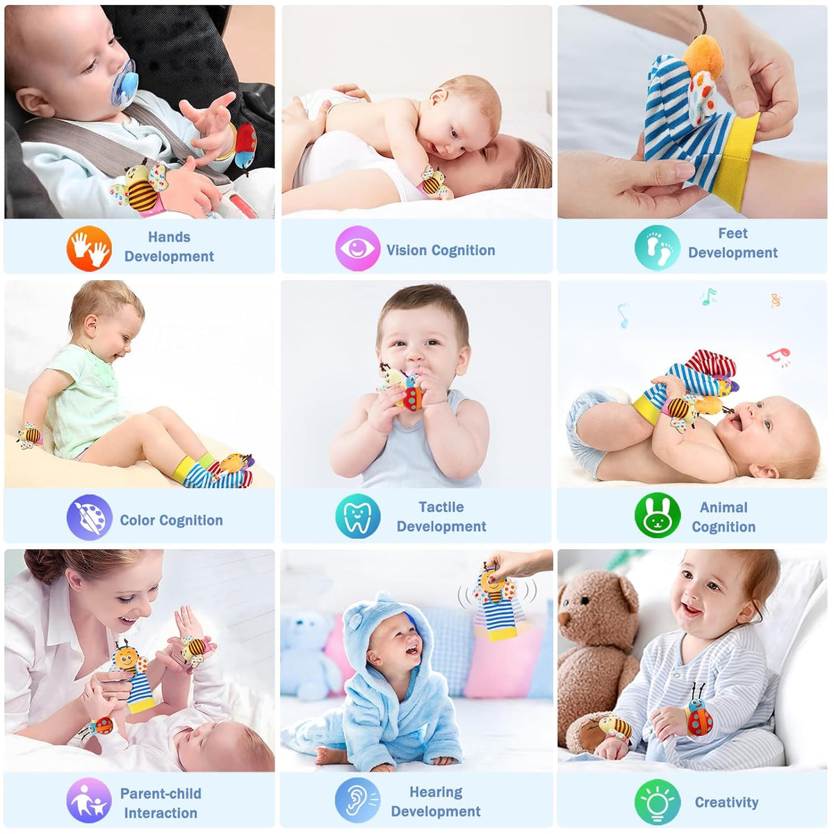 Wrist Rattle Socks and Foot Finder Set, Baby Girl Boy Toys