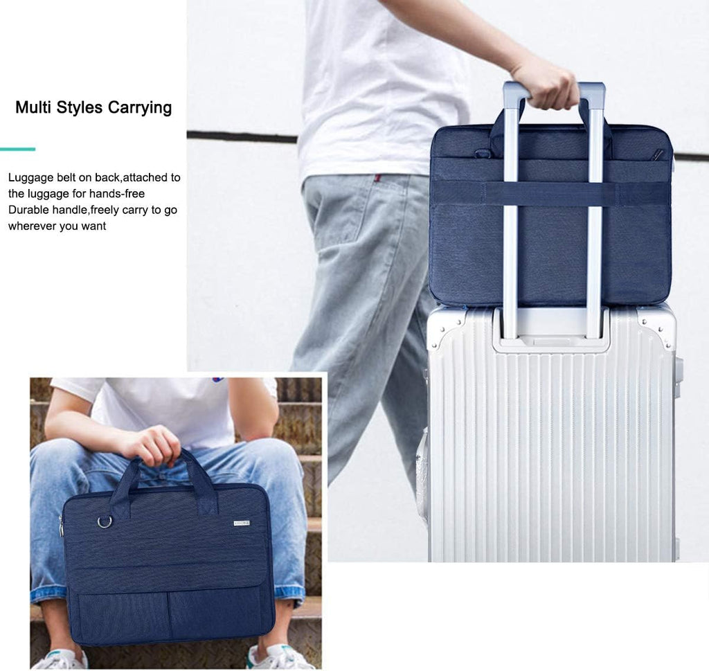 15.6 Inch Laptop Bag with Shoulder Strap, Water-Resistant, Blue