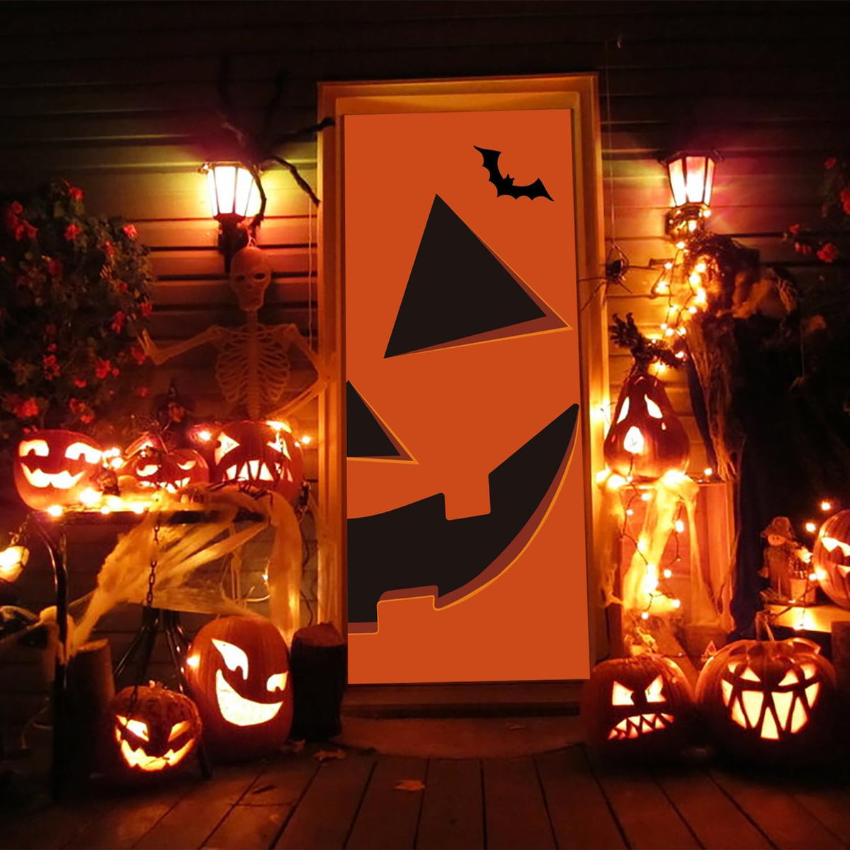 Halloween Pumpkin Door Covers Halloween Door Decorations Halloween Door Banner Halloween Decorations for Front Door Halloween Porch Sign for Halloween Party Decorations