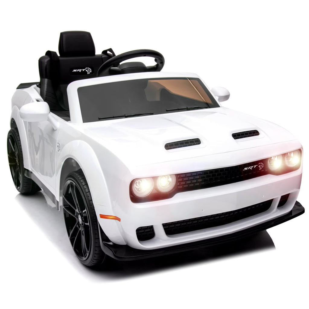 Kids Electric Car | Licensed Dodge Challenger Ride-On 12V Battery-Powered Vehicle with Remote, LED Lights, Bluetooth, MP3 for Boys and Girls,Christmas Gift for Kids