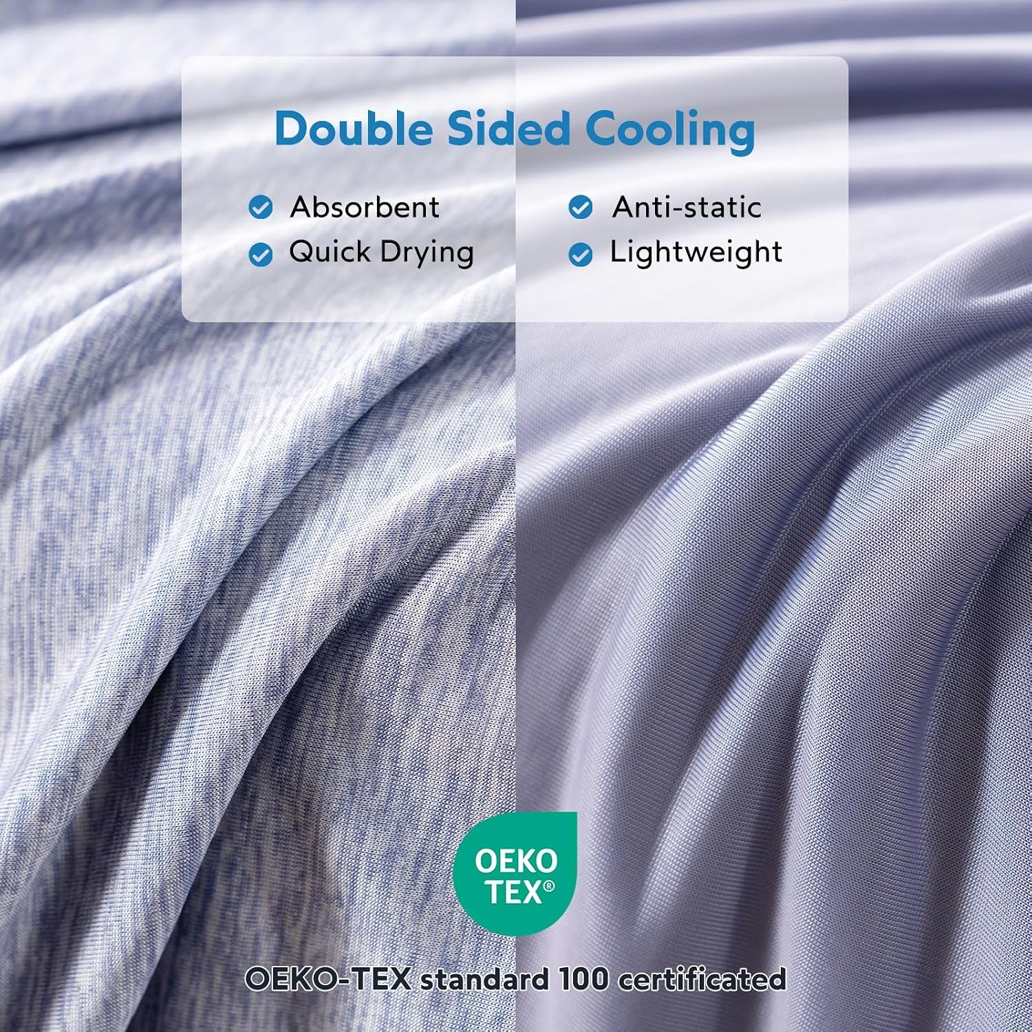 Cooling Blanket for Hot Sleepers Throw, Blue 50"X70" | Dual-Sided Mica Nylon Cool, Q-Max 0.439 Instant Cool, Lightweight & Breathable for Night Sweats & Menopause, Machine Washable