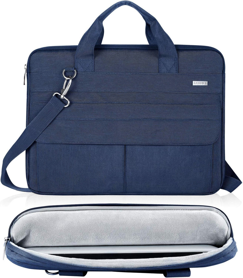 15.6 Inch Laptop Bag with Shoulder Strap, Water-Resistant, Blue