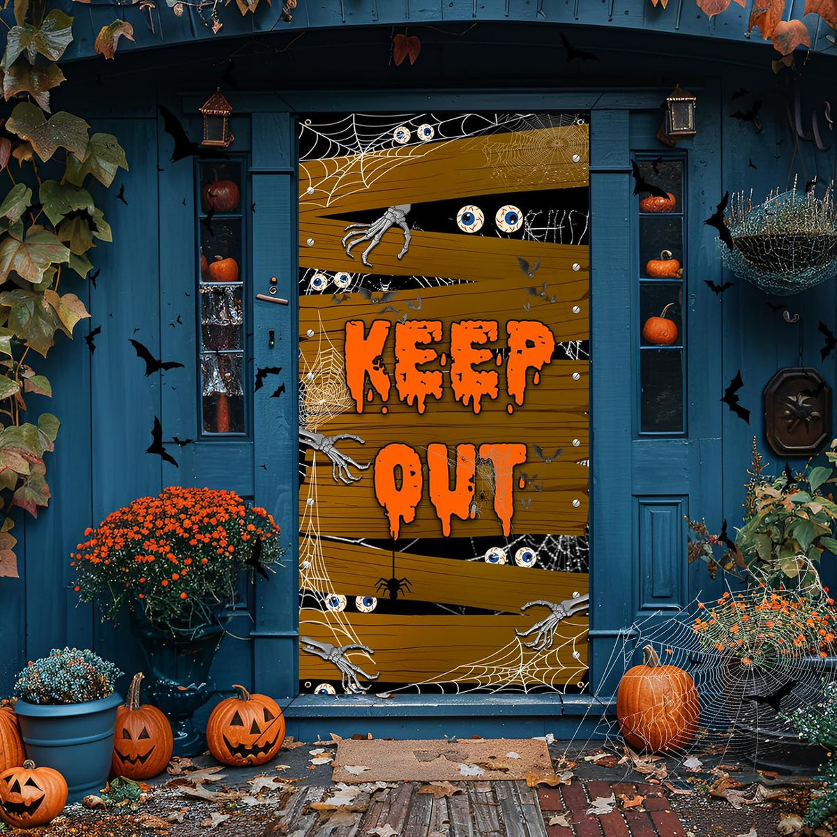 Halloween Door Cover Decorations Halloween Door Fabric Decor Door Covers Scary Halloween Decorations ，Cute Halloween Outdoor Indoor Decorations for Doors, Windows and Various Halloween Scenes