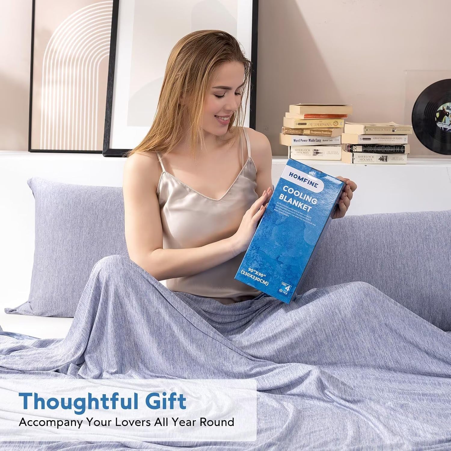Cooling Blanket for Hot Sleepers Oversized Size, Blue 120"X120" | Dual-Sided Mica Nylon Cool, Q-Max 0.439 Instant Cool, Lightweight & Breathable for Night Sweats & Menopause, Machine Washable