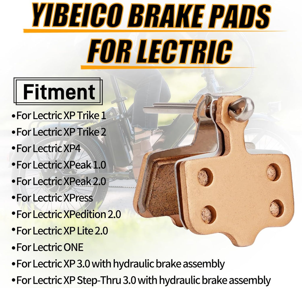 Brake Pads for Lectric XP Trike/Xpeak/Xpress/Xpedition/Xp Lite/Xp, Sintered Copper-Based Rear Front Disc Brake Pads, Sturdy Durable Electric Bike Brake Pads, E-Bike Accessories for Lectric