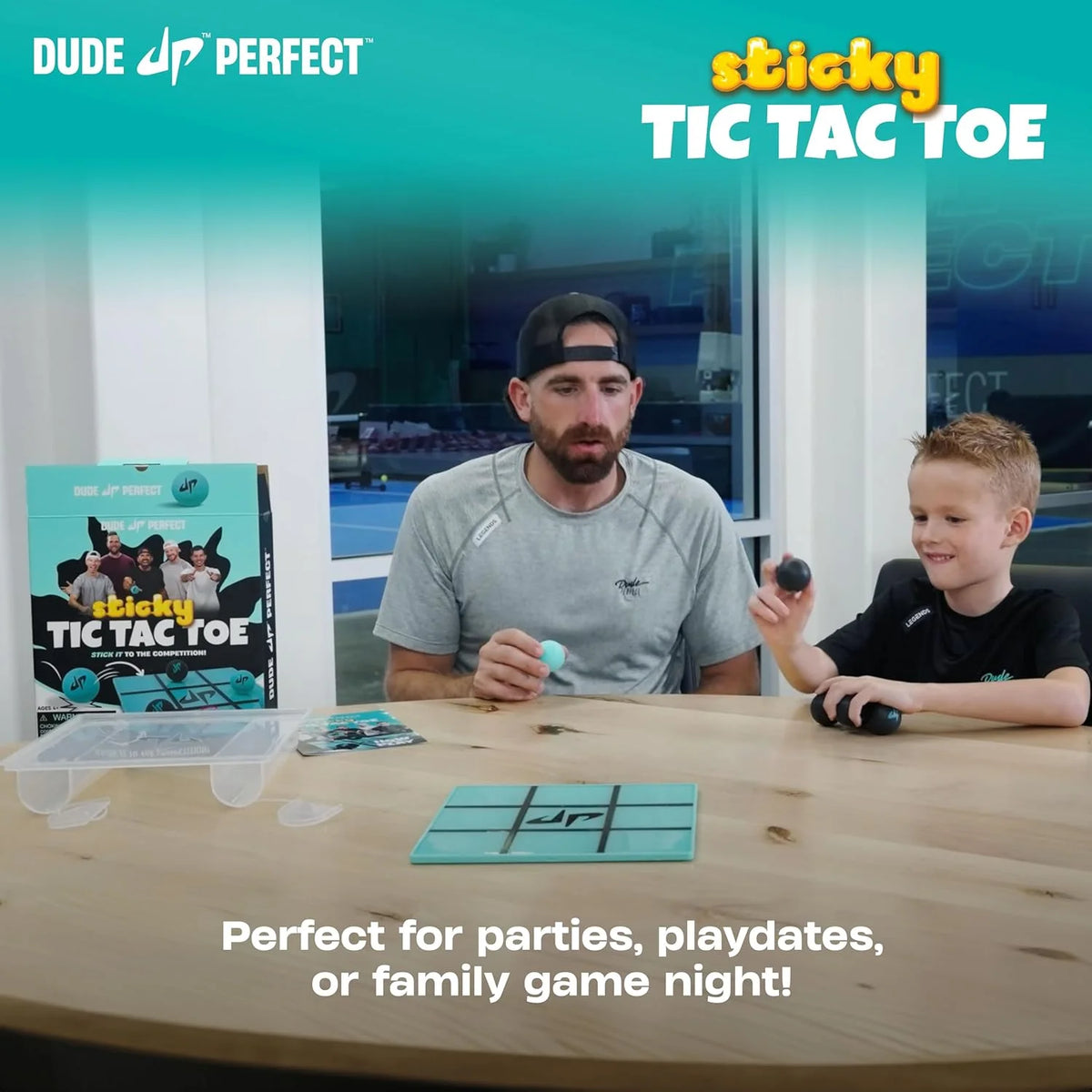 Sticky Tic Tac Toe, Kids Tabletop Activity, for Family Game Night, Perfect for a Gift and Parties, 2 Players, Ages 4+