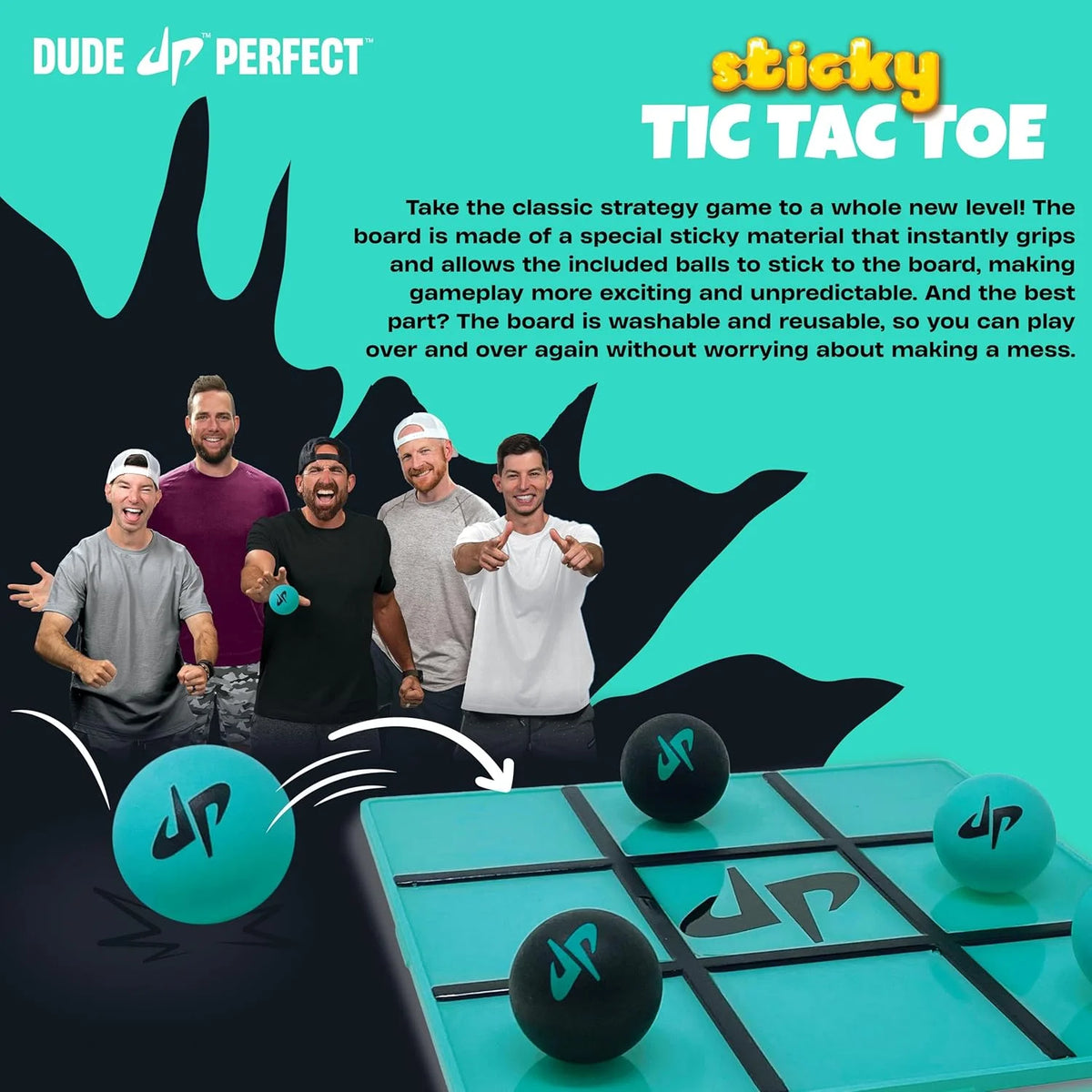 Sticky Tic Tac Toe, Kids Tabletop Activity, for Family Game Night, Perfect for a Gift and Parties, 2 Players, Ages 4+