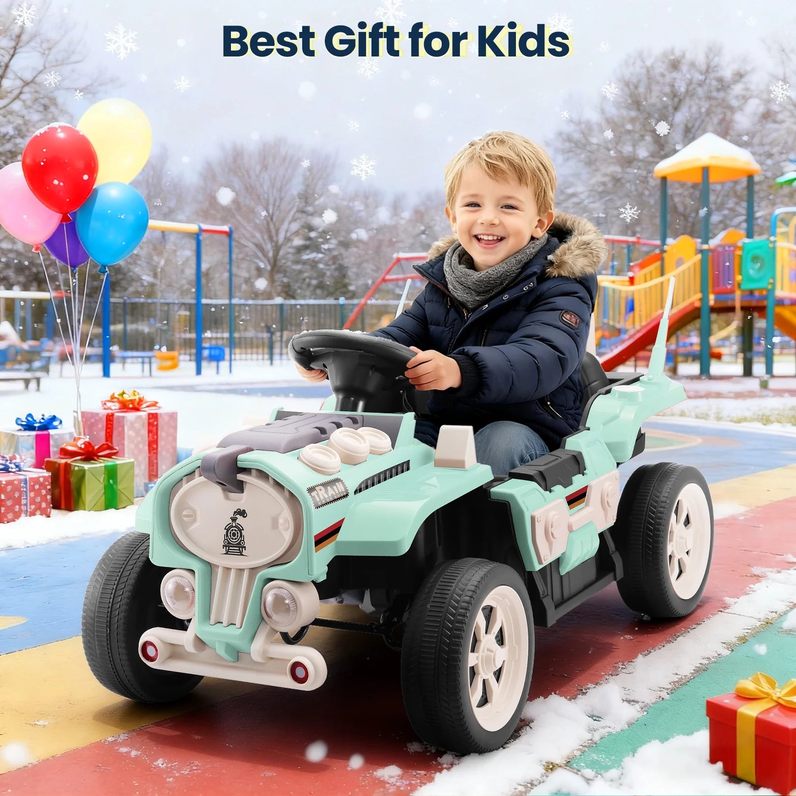 Ride on Train for Toddlers with Remote Control, Ride on Toys for Kids Ages 2-6, Electric Car for Kids with Music, Bluetooth, MP3 Player, Train Sound, Green
