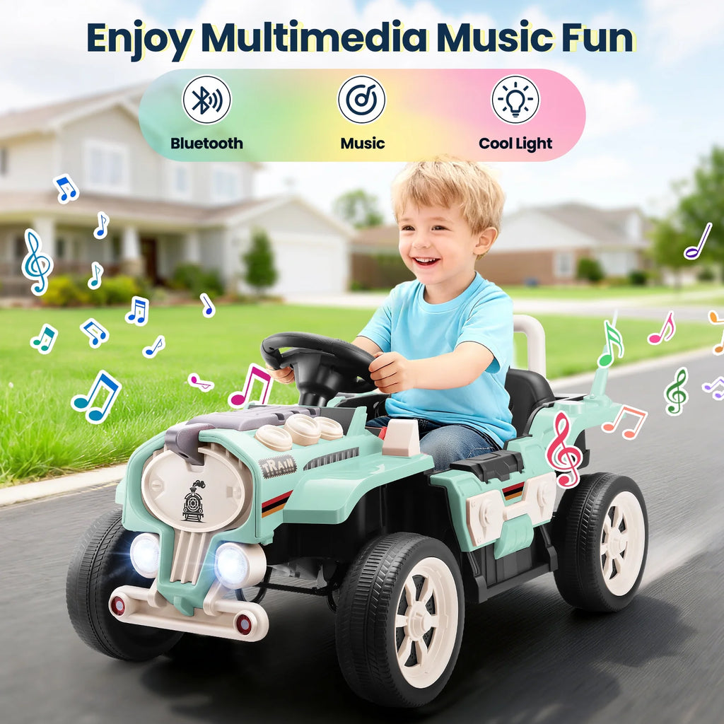 Ride on Train for Toddlers with Remote Control, Ride on Toys for Kids Ages 2-6, Electric Car for Kids with Music, Bluetooth, MP3 Player, Train Sound, Green