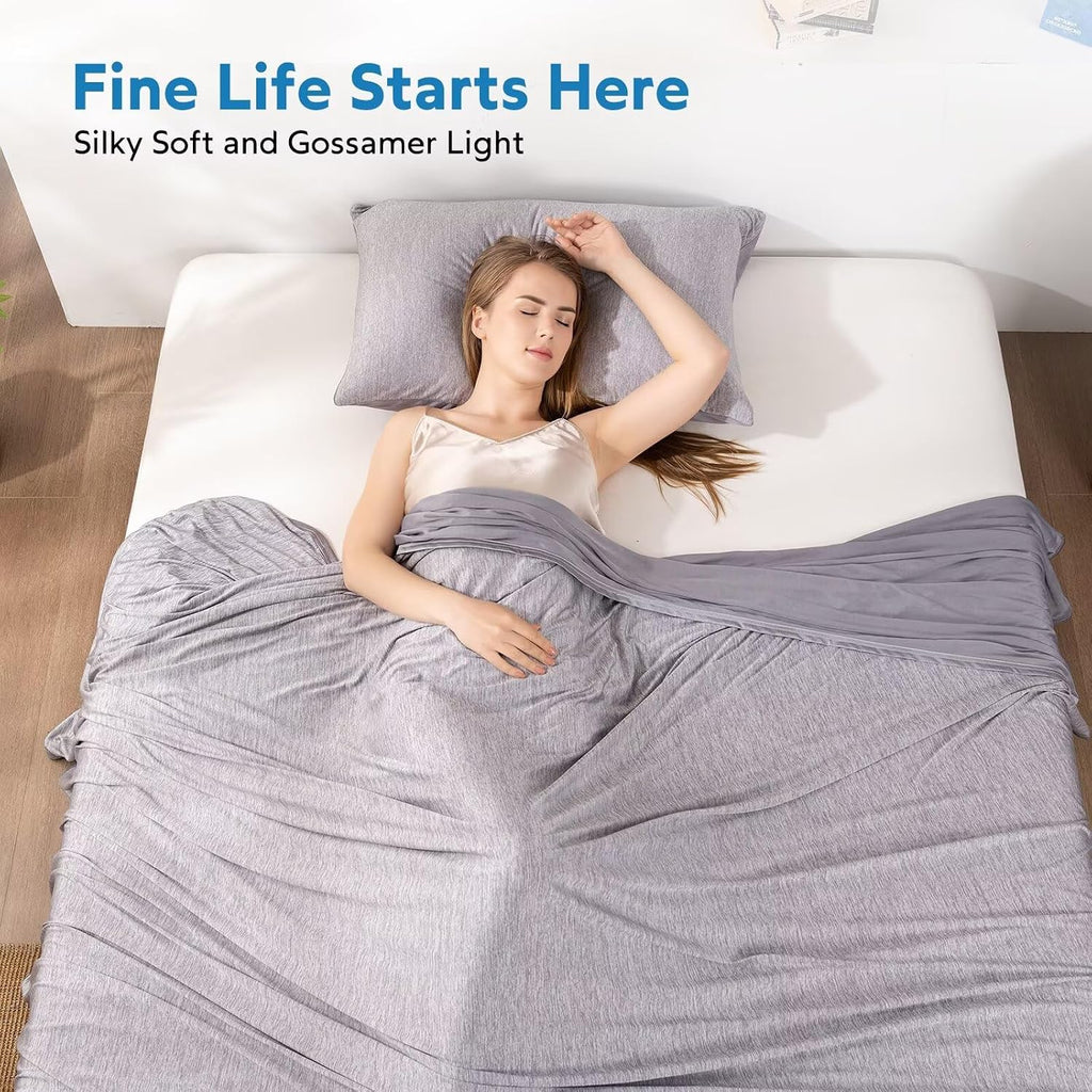 Cooling Blanket for Hot Sleepers Oversized Size, Grey 120"X120" | Dual-Sided Mica Nylon Cool, Q-Max 0.439 Instant Cool, Lightweight & Breathable for Night Sweats & Menopause, Machine Washable
