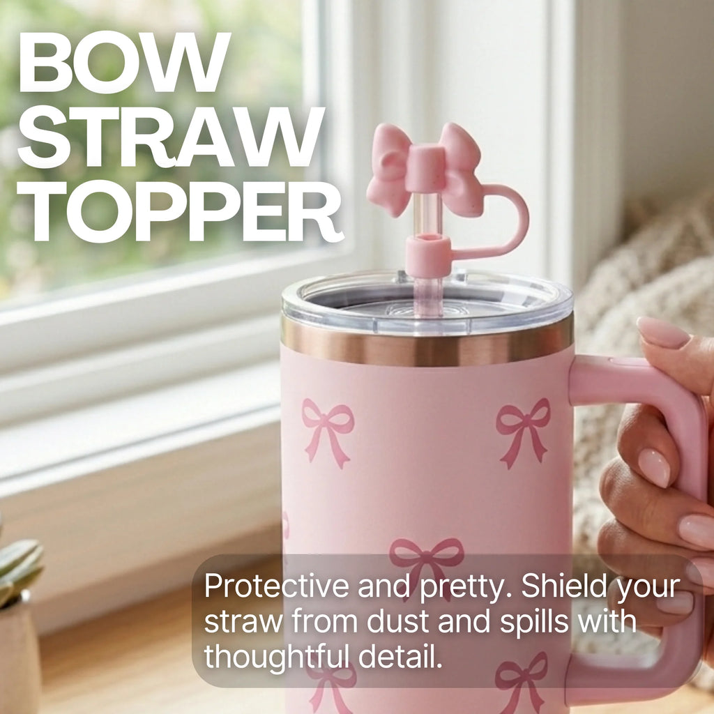 Tumbler Accessory Set with Water Bottle Handle, Straw Topper, Charm Hook & Lip Balm Holder, Pink Pearl