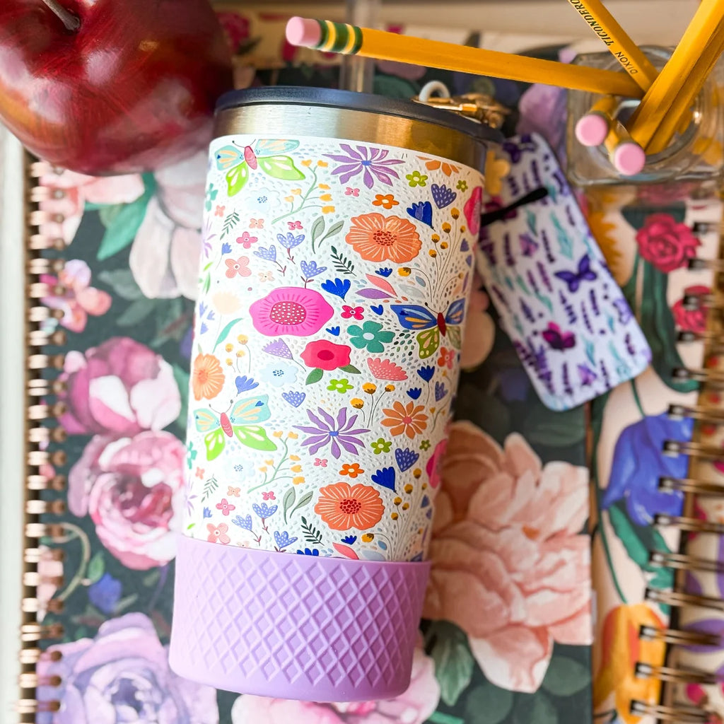 Butterfly Love Tumbler Accessory Set, Purple Handle, Straw Topper & More