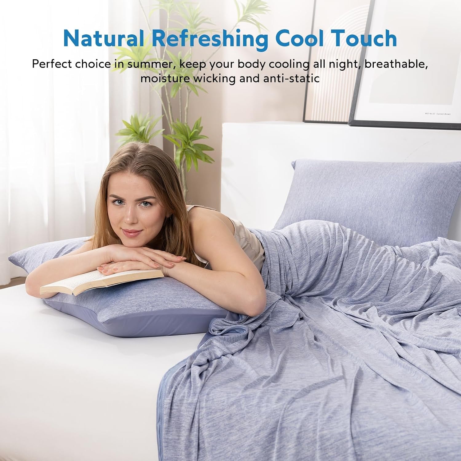 Cooling Blanket for Hot Sleepers Throw, Blue 50"X70" | Dual-Sided Mica Nylon Cool, Q-Max 0.439 Instant Cool, Lightweight & Breathable for Night Sweats & Menopause, Machine Washable